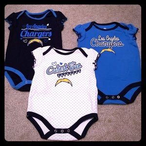 Los Angeles Chargers baby girls onesies - set of 3